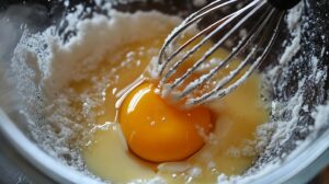 In a large mixing bowl, whisk together the eggs, coconut sugar, melted coconut oil, and vanilla extract until smooth and well-combined.